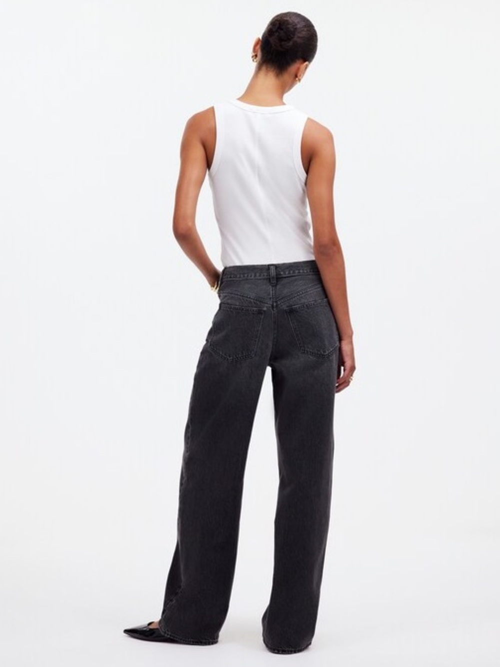Madewell Low Slung Baggy Denim Jeans Washed Black Kingswood Wash Rigid Size 27 4 - Picture 2 of 14